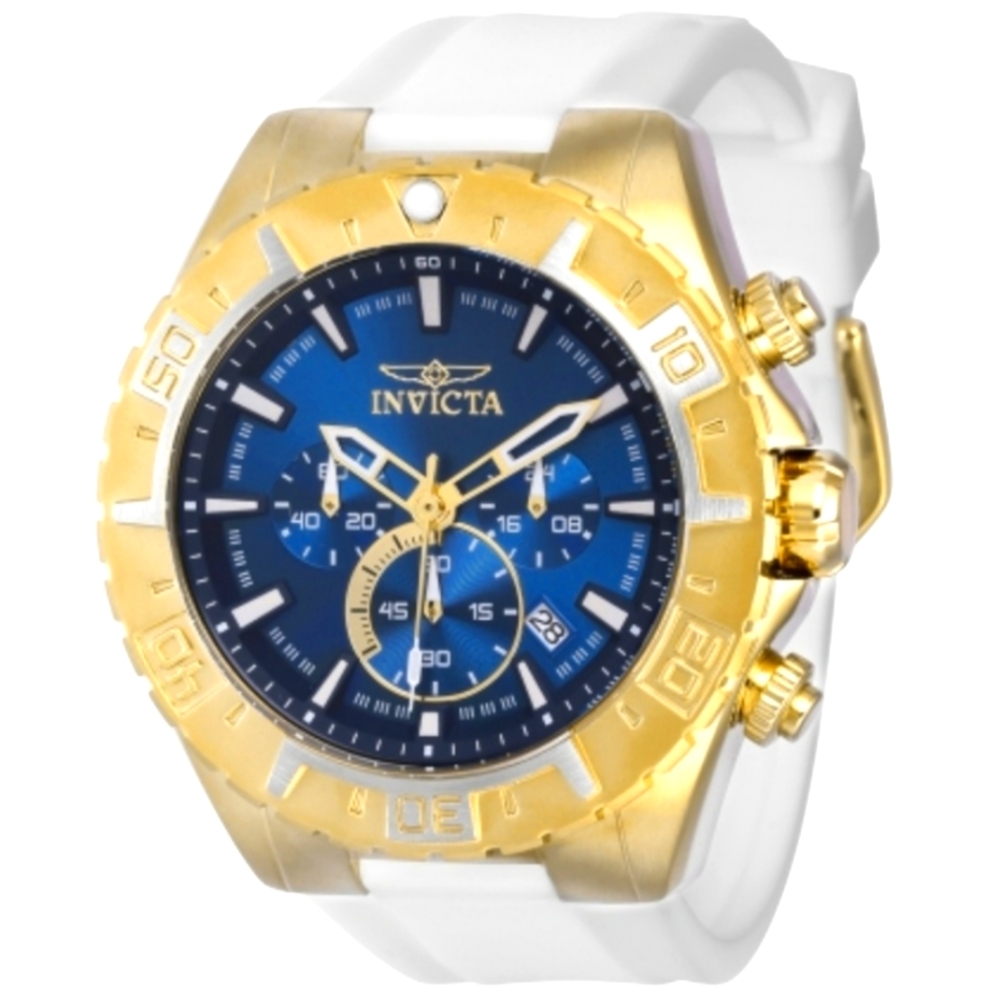 NEW!! Invicta Aviator Men's Watch-37800, 49mm Gold-Tone Case, White Band